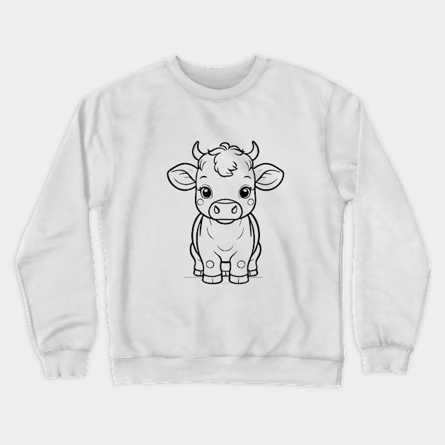 Cute Baby Cow Animal Outline Crewneck Sweatshirt by Zenflow